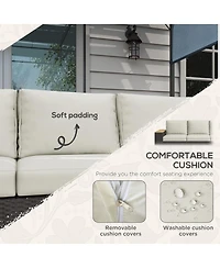 Outsunny 3-Seater Outdoor Sofa w/ Thick Cushions, Patio Couch,