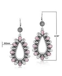 American West Jewelry Sterling Silver Rhodochrosite Open Teardrop Pear-Cut Dangle Earrings