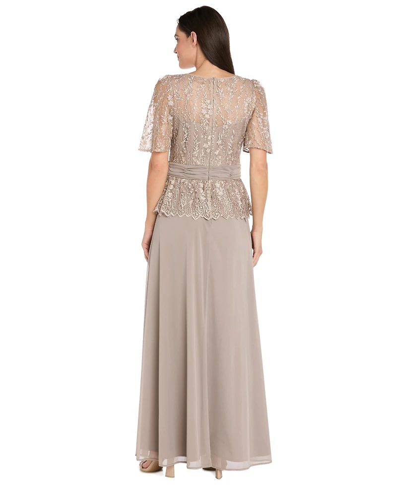 R & M Richards Women's Square Neck Short Sleeve Dress