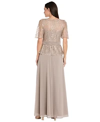 R & M Richards Women's Square Neck Short Sleeve Dress