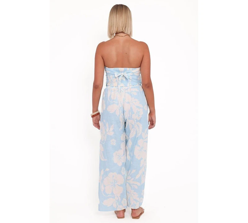 Petal and Pup Women's Lourdes Wide Leg Pant - Blue Hibiscus