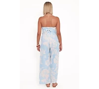 Petal and Pup Women's Lourdes Wide Leg Pant - Blue Hibiscus