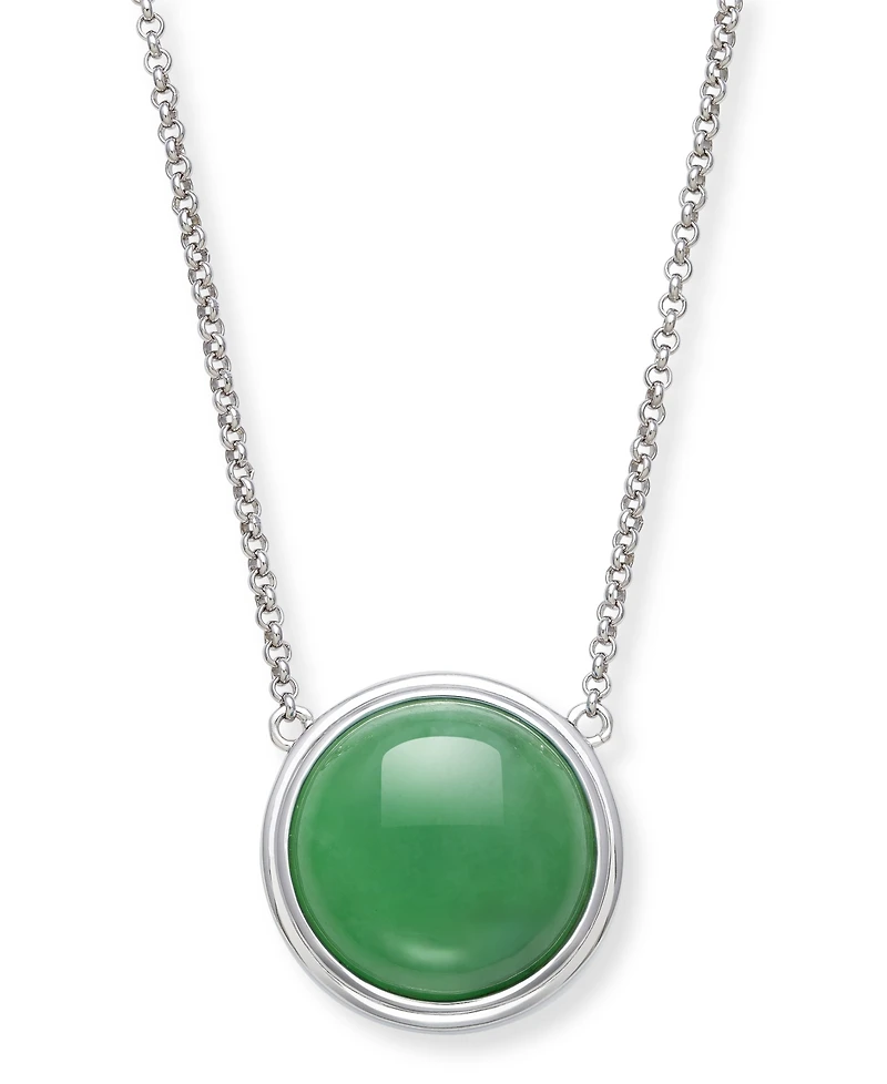 Macy's Dyed Jade Disc Shape Necklace in Sterling Silver