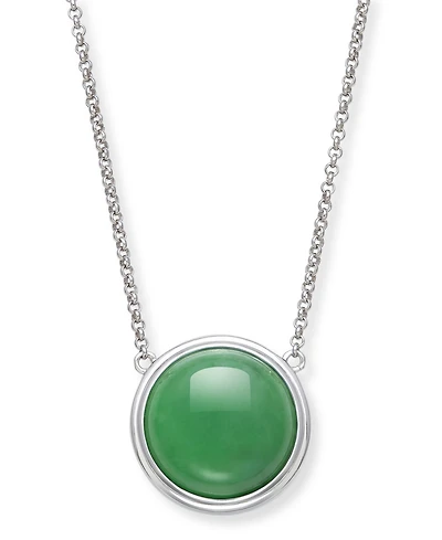 Macy's Dyed Jade Disc Shape Necklace in Sterling Silver