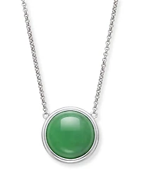 Macy's Dyed Jade Disc Shape Necklace in Sterling Silver