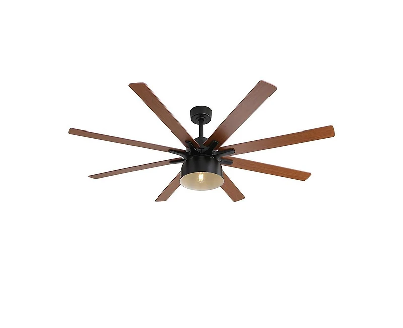 Sofucor 66-inch Modern Black 8-Blade Ceiling Fan with Remote Control and Timing Function