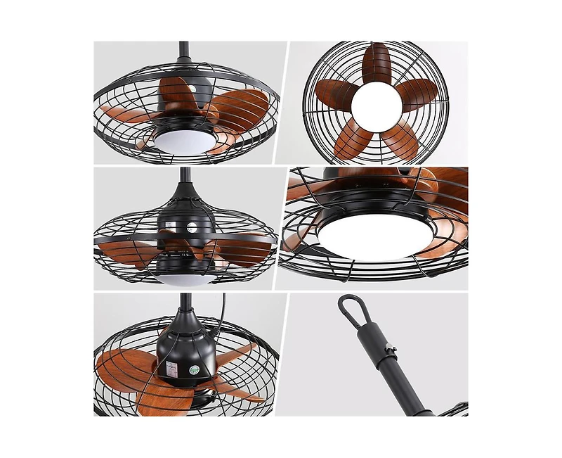 Sofucor 20-inch Modern Black 5-Blade Flush Mount Ceiling Fan with Remote control and timing functions