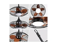 Sofucor 20-inch Modern Black 5-Blade Flush Mount Ceiling Fan with Remote control and timing functions