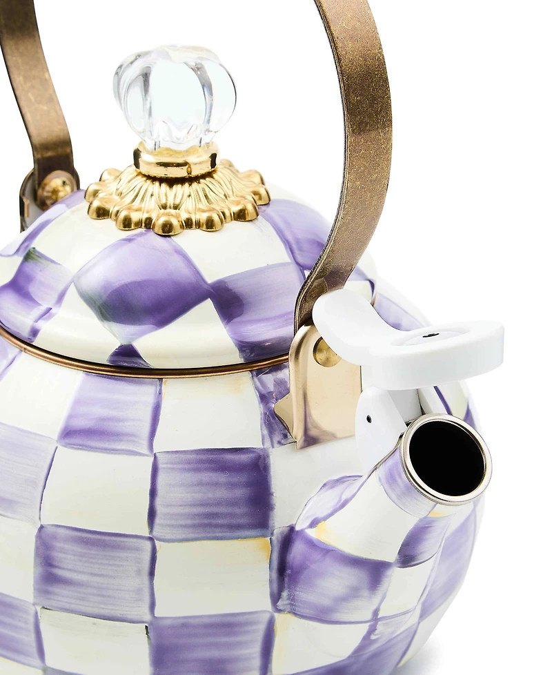 MacKenzie-Childs Violet Check 80 oz. Handmade Whistling Tea Kettle
