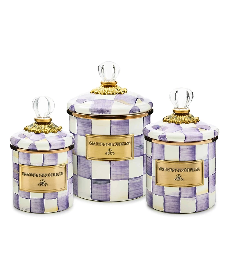 MacKenzie-Childs Violet Check Handmade Demi Canister
