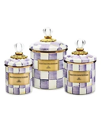 MacKenzie-Childs Violet Check Handmade Demi Canister