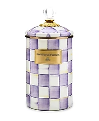 MacKenzie-Childs Violet Check Handmade Large Canister