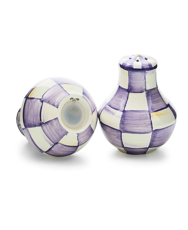 MacKenzie-Childs Violet Check Handmade 2-Pc. Salt and Pepper Shaker Set