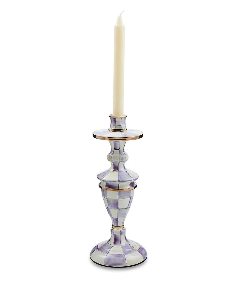 MacKenzie-Childs Violet Check Medium Candlestick