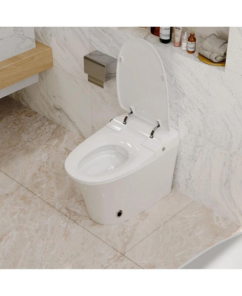 Casainc Luxury Smart Tankless Bathroom Fixture with Dryer and Warm Water,Heated Seat, Night Light, Kick/Blackout Flush