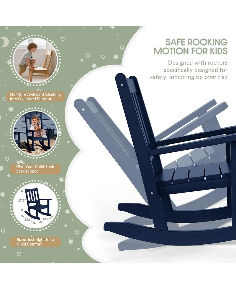 WestinTrends 3-Piece Kids Outdoor Rocking Chairs Set With Square Side Table