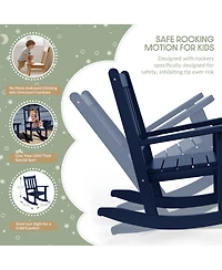 WestinTrends 3-Piece Kids Outdoor Rocking Chairs Set With Square Side Table