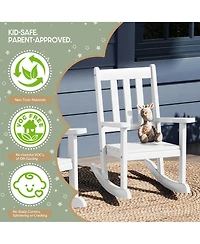 WestinTrends 3-Piece Kids Outdoor Rocking Chairs Set With Square Side Table