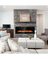 Sugift 50 Inch Recessed Ultra Thin Electric Fireplace with Timer