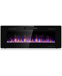 Sugift 50 Inch Recessed Ultra Thin Electric Fireplace with Timer