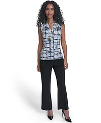 Calvin Klein Petite Printed V-Neck Sleeveless Top