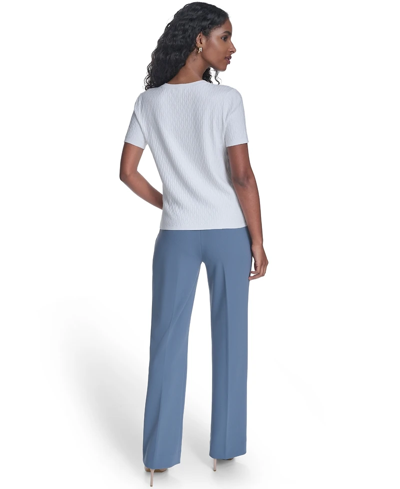 Calvin Klein Petite Textured Short-Sleeve Sweater Top