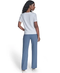 Calvin Klein Petite Textured Short-Sleeve Sweater Top