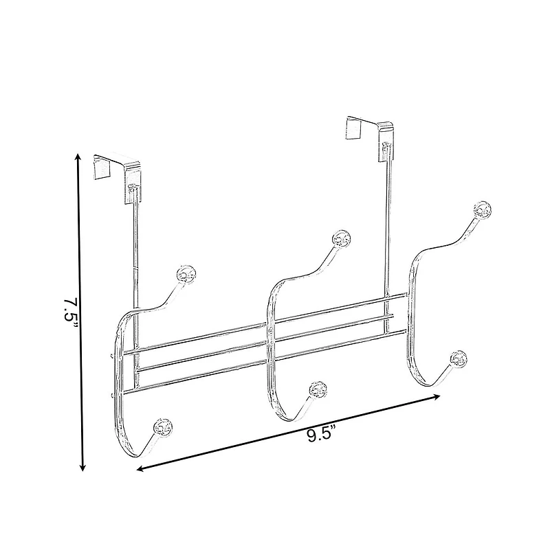 Basicwise Chrome 6 Hook Hanger Organizer, Hang Over The Door Kitchen Vanity Towel Hook, Entryway Coat Rack