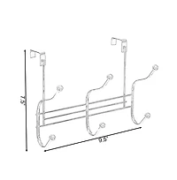 Basicwise Chrome 6 Hook Hanger Organizer, Hang Over The Door Kitchen Vanity Towel Hook, Entryway Coat Rack