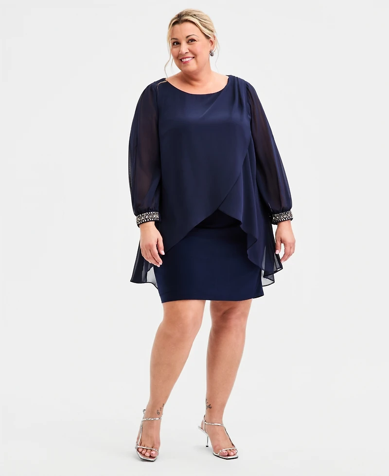 Sl Fashions Plus Overlay Sheath Dress