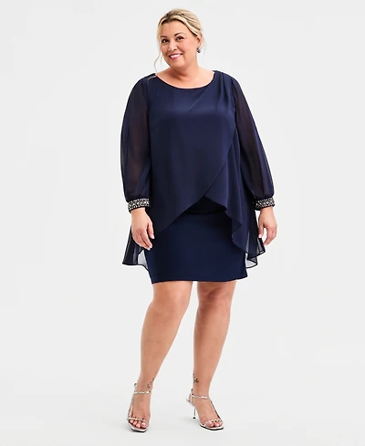 Sl Fashions Plus Overlay Sheath Dress