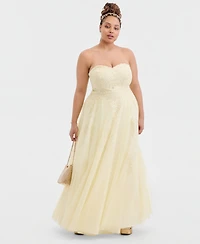 Say Yes Trendy Plus Strapless Embellished Gown, Created for Macy's