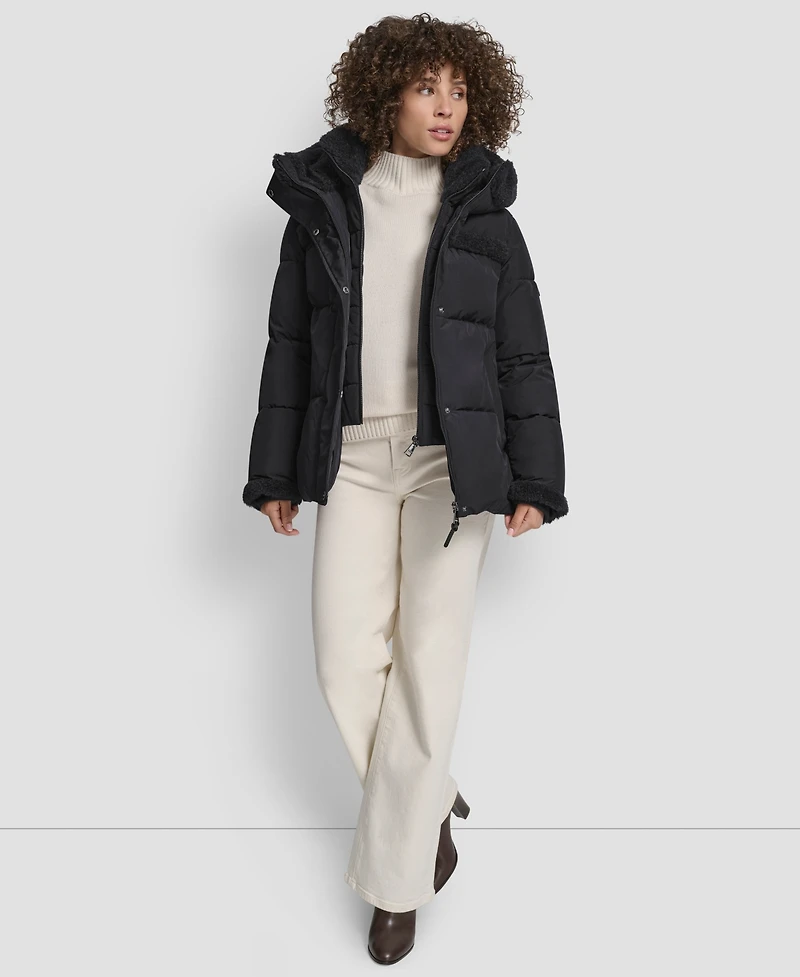 Dkny Women's Detailed Hooded Puffer Coat