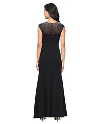 Alex Evenings Petite Studded-Strap Waterfall-Ruffle Evening Gown