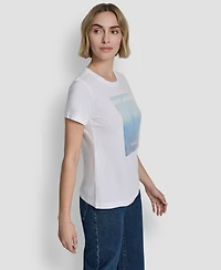 Dkny Jeans Women's Sequin Photoreal Logo Crewneck T-Shirt