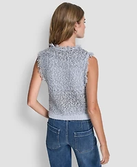 Dkny Jeans Women's Sleeveless Fringe Trimmed Sweater