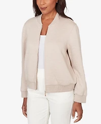 Alfred Dunner Petite Vienna Medallion Quilted Bomber Jacket