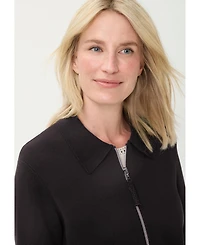 Olsen Women's Collared Zip Front Cardigan