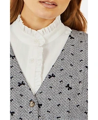 Yumi Women's Bow Print Button Up Pinafore Dress