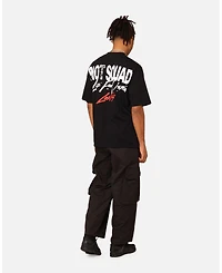 mnml Men's Loiter Riot Tee, Oversized Fit, Soft Cotton, Bold Front & Back Graphic, Crew Neck, Streetwear Style T-Shirt