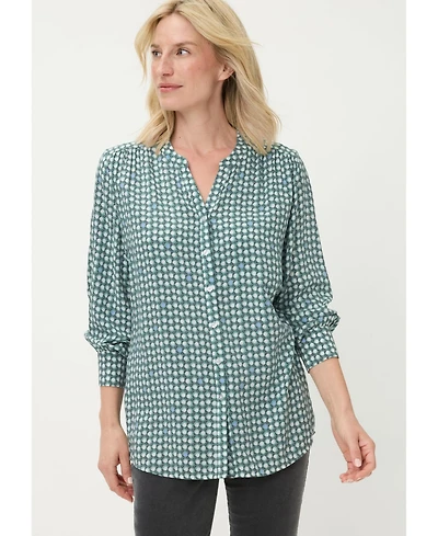 Olsen Women's Lightweight Dot-Print Button-Up Shirt tees