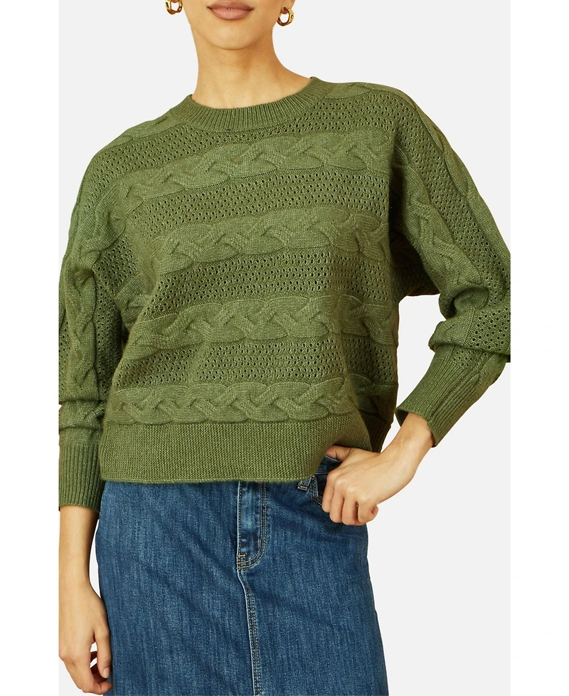 Yumi Women's Cable Knit Relaxed Fit Jumper