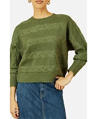 Yumi Women's Cable Knit Relaxed Fit Jumper
