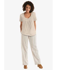 Woman Within Women's Tall Straight Leg Linen Pant