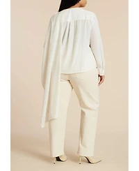 Eloquii Women's Button Up Top With Neck Cape