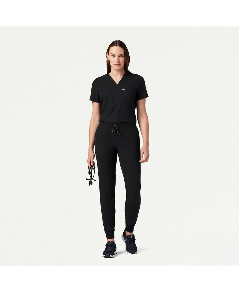 Jaanuu Women's Rhena 1-Pocket Slim V-Neck Scrub Top - Mauve Xl