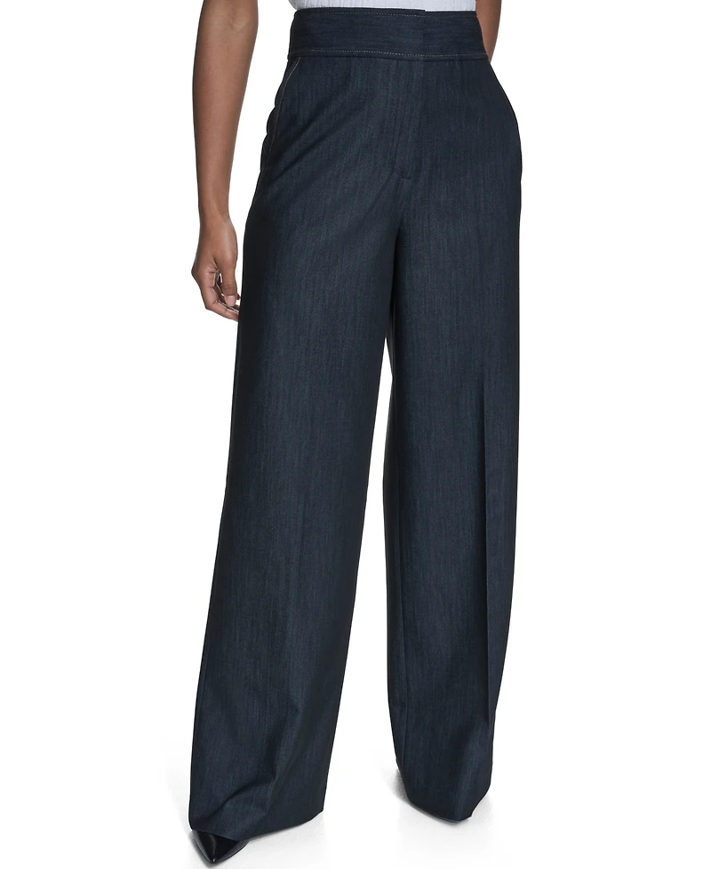 Calvin Klein Women's Faux Denim Wide Leg Pants