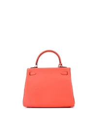 Pre-Owned Hermes Kelly 25 Handbag Orange Swift with Palladium Hardware