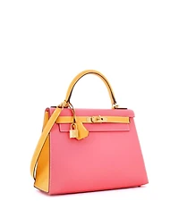 Pre-Owned HERMES Kelly 28 Handbag Bicolor Epsom with Brushed Gold Hardware