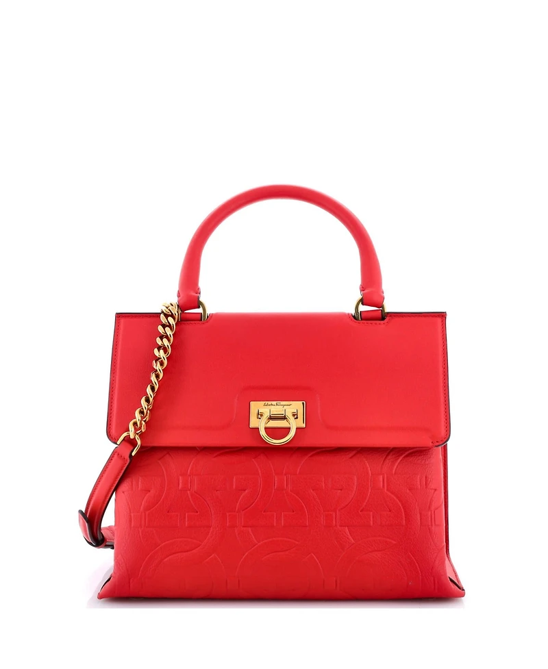 Pre-Owned Salvatore Ferragamo Small Trifolio Top Handle Bag Leather